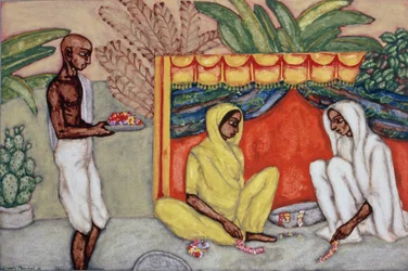Garland Making, 1986 (wc på papper)